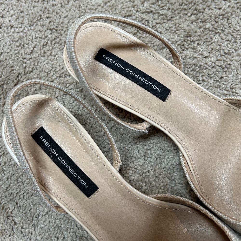 French Connection Beige Pointed Toe Slingback Hee… - image 2